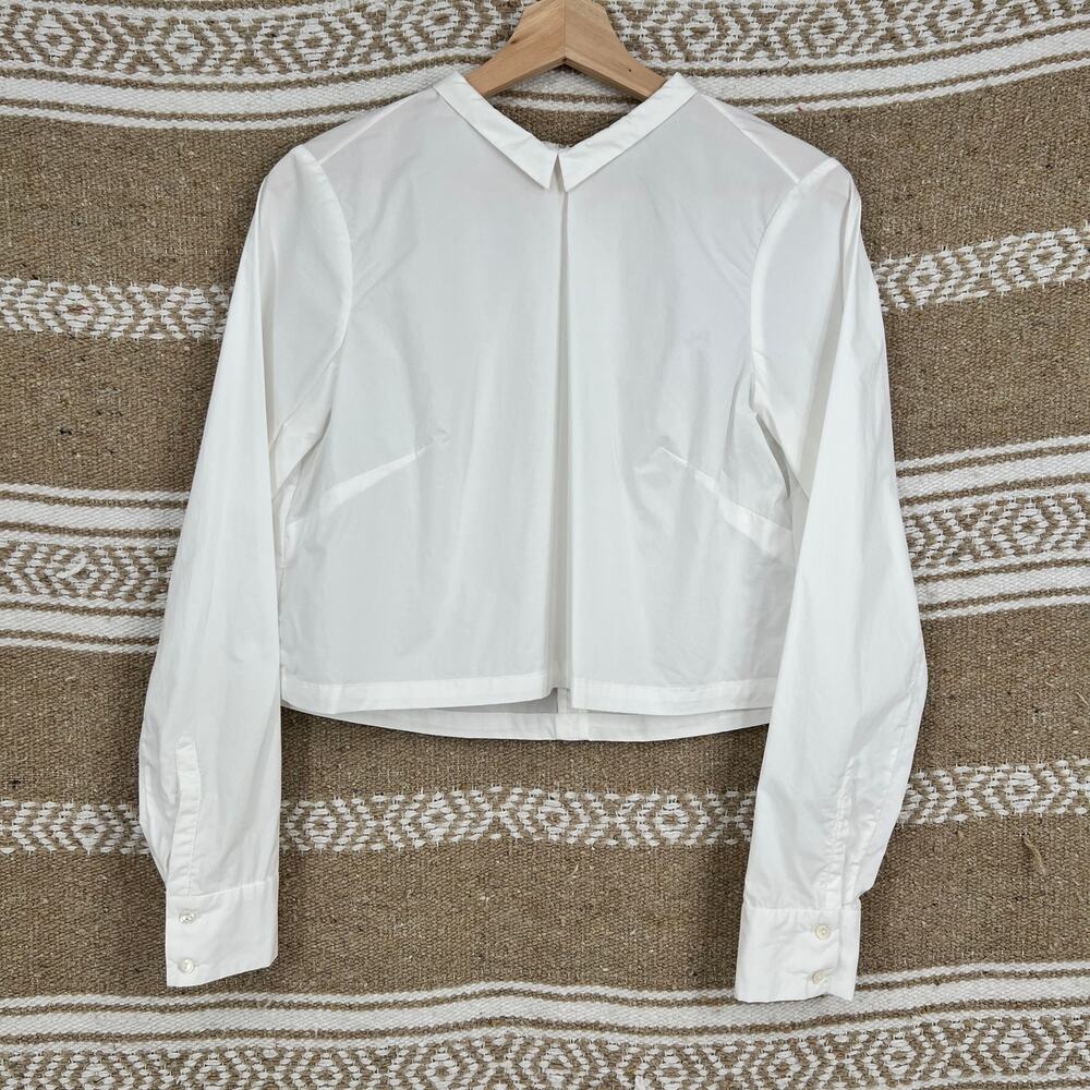 Rachel Antonoff Cropped Blouse Top Womens Small White Cotton Long Sleeve Boxy